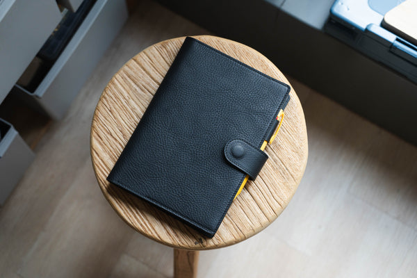 6 COLORS - A5/Hobonichi/Midori MD Natural Snap Closure Pebbled Leather Notebook Cover