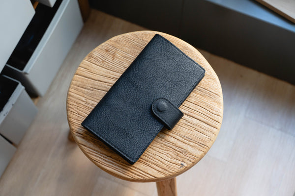 6 COLORS - TN/Standard Size Snap Closure Pebbled Leather Notebook Cover with Card Slots