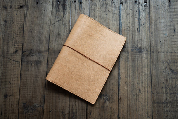 6 COULEURS - Couverture de carnet en cuir grainé avec fermeture élastique A5/Hobonichi/Midori MD