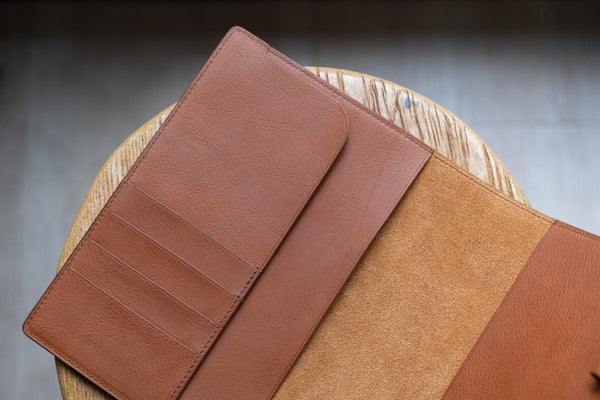 6 COULEURS - Couverture de carnet A5/Hobonichi/Midori MD en cuir grainé naturel avec fermeture à pression et emplacements pour cartes