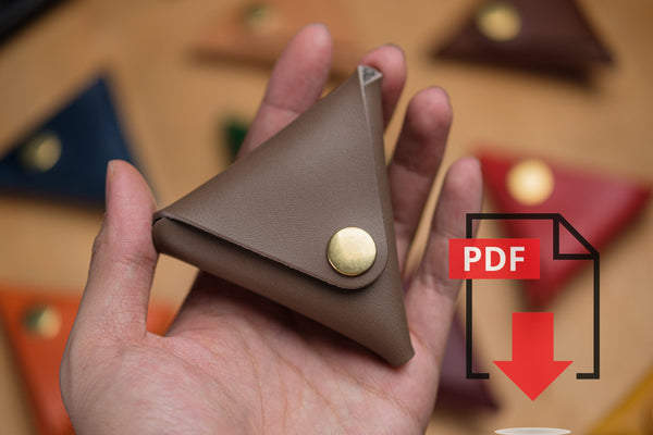 Modèle PDF n° 5 pour étui à monnaie triangulaire en cuir - Patron numérique pour maroquinerie - Formats A4 et Lettre