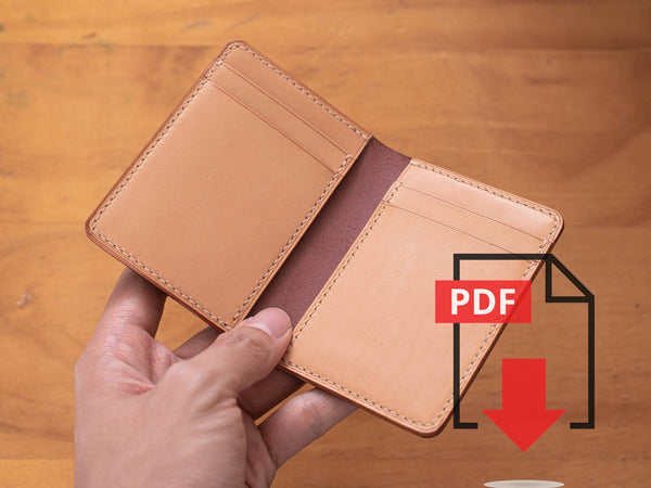 Modèle PDF de portefeuille vertical en cuir n° 7 - Patron numérique pour maroquinerie - Formats A4 et Lettre
