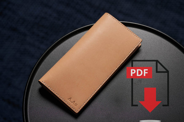 Leather Long Wallet PDF Template Set No.8 - Digital Leatherworking Pattern - A4 & Letter Size