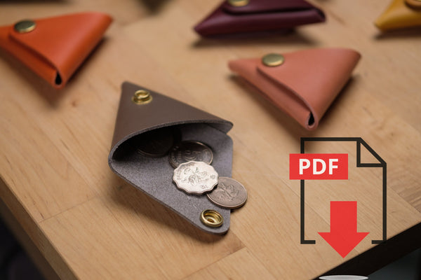 Modèle PDF n° 5 pour étui à monnaie triangulaire en cuir - Patron numérique pour maroquinerie - Formats A4 et Lettre