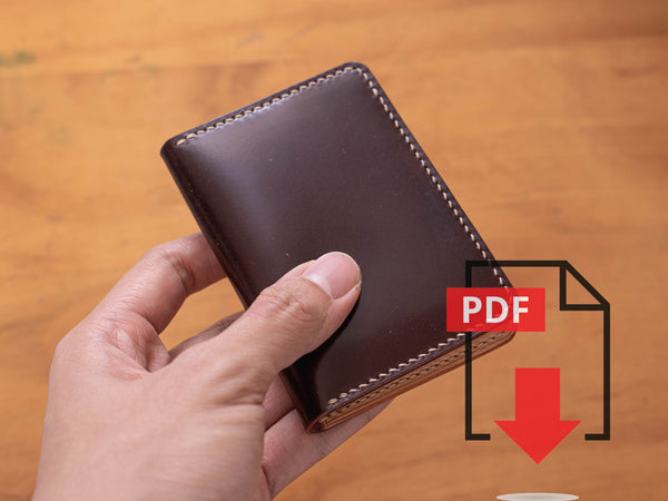 Modèle PDF de portefeuille vertical en cuir n° 7 - Patron numérique pour maroquinerie - Formats A4 et Lettre