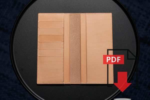 Leather Long Wallet PDF Template Set No.8 - Digital Leatherworking Pattern - A4 & Letter Size