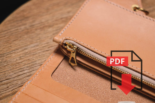 Leder Biker Lange Geldbörse PDF Vorlagen Set Nr.10 - Digitales Lederverarbeitungsmuster - A4-Format Ausdruck