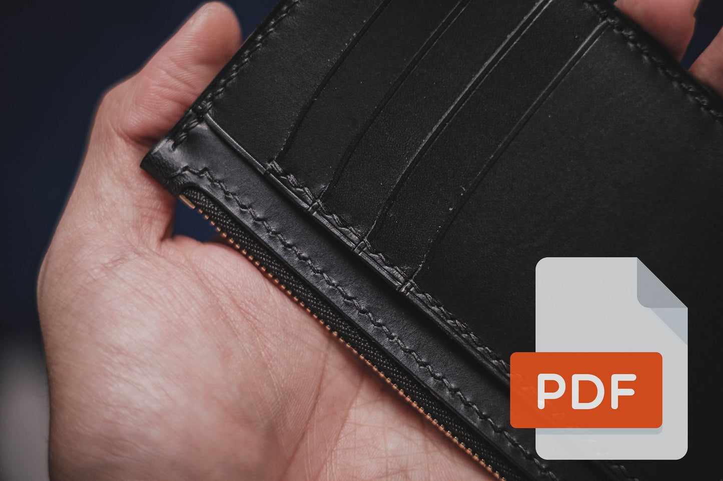 Modèle PDF de porte-cartes zippé en cuir n° 15 - Patron numérique pour le travail du cuir - Formats A4 et Lettre