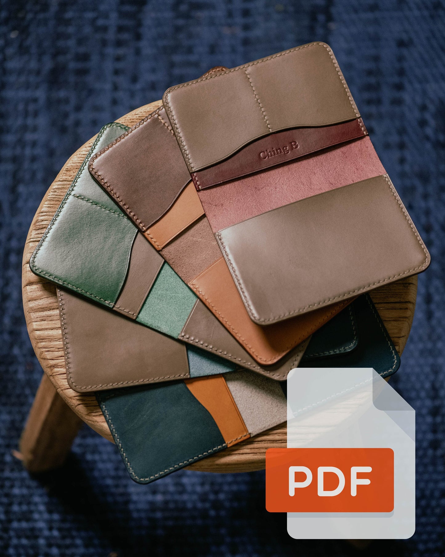 Modèle PDF pour étui à passeport et portefeuille n° 19 - Patron numérique pour maroquinerie - Formats A4 et Lettre
