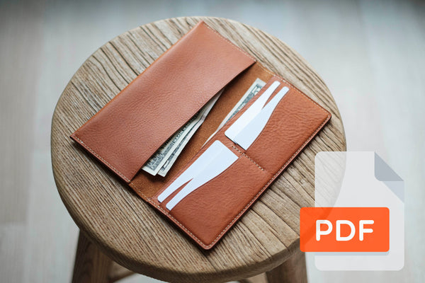 Leather Phone Wallet, Long Wallet PDF Template Set No.18 - Digital Leatherworking Pattern - A4 & Letter Size