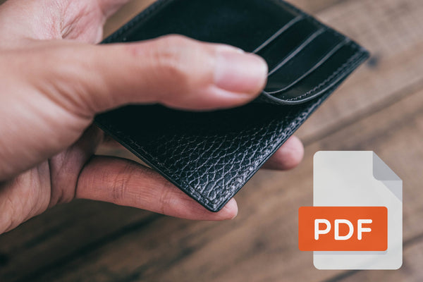 Modèle PDF de porte-cartes en cuir à ouverture latérale n° 22 - Patron numérique pour le travail du cuir - Formats A4 et Lettre