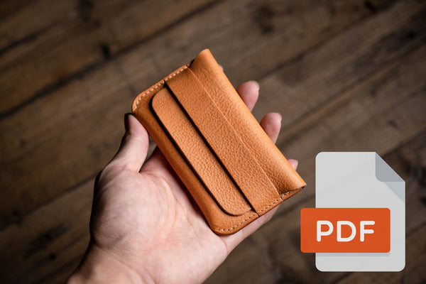 PDF-Vorlagenset für Leder-Geldbörsen mit Klappe Nr. 23 – Digitales Muster für die Lederverarbeitung – A4- und Letter-Größe
