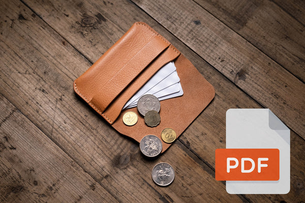 PDF-Vorlagenset für Leder-Geldbörsen mit Klappe Nr. 23 – Digitales Muster für die Lederverarbeitung – A4- und Letter-Größe