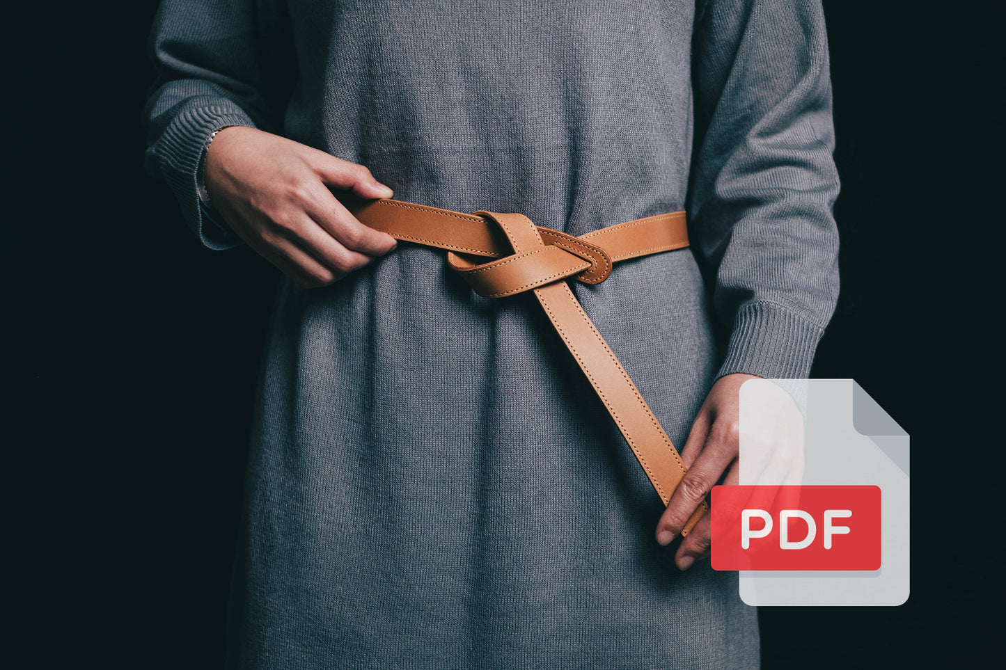 Modèle PDF de ceinture nouée en cuir pour femme n° 31 - Patron numérique pour le travail du cuir - Formats A4 et Lettre