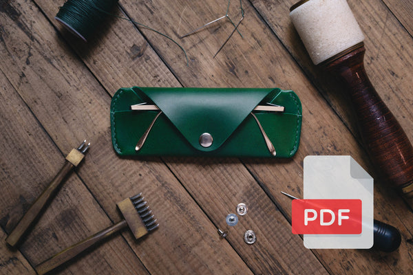 PDF-Vorlagenset für Brillen- und Sonnenbrillenhüllen aus Leder Nr. 35 – Digitales Muster für die Lederverarbeitung – A4- und Letter-Größe