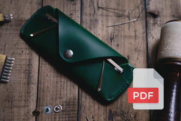 PDF-Vorlagenset für Brillen- und Sonnenbrillenhüllen aus Leder Nr. 35 – Digitales Muster für die Lederverarbeitung – A4- und Letter-Größe
