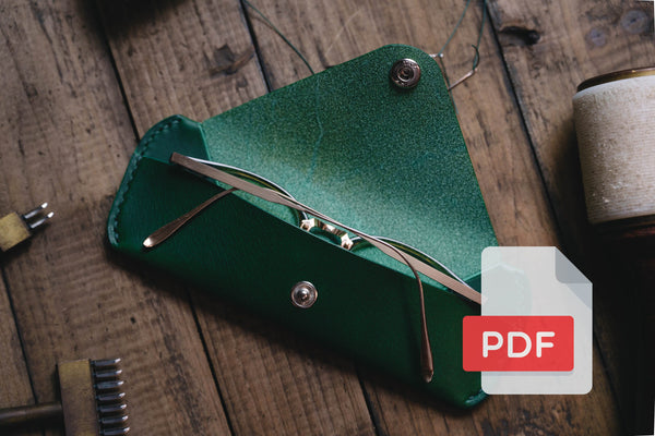 PDF-Vorlagenset für Brillen- und Sonnenbrillenhüllen aus Leder Nr. 35 – Digitales Muster für die Lederverarbeitung – A4- und Letter-Größe