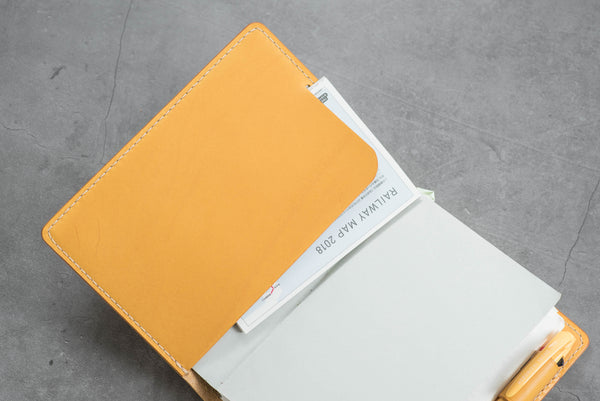 13 COLORS - A6/Hobonichi/Midori MD Mustard Yellow Buttero Leather Elastic Closure Notebook Cover