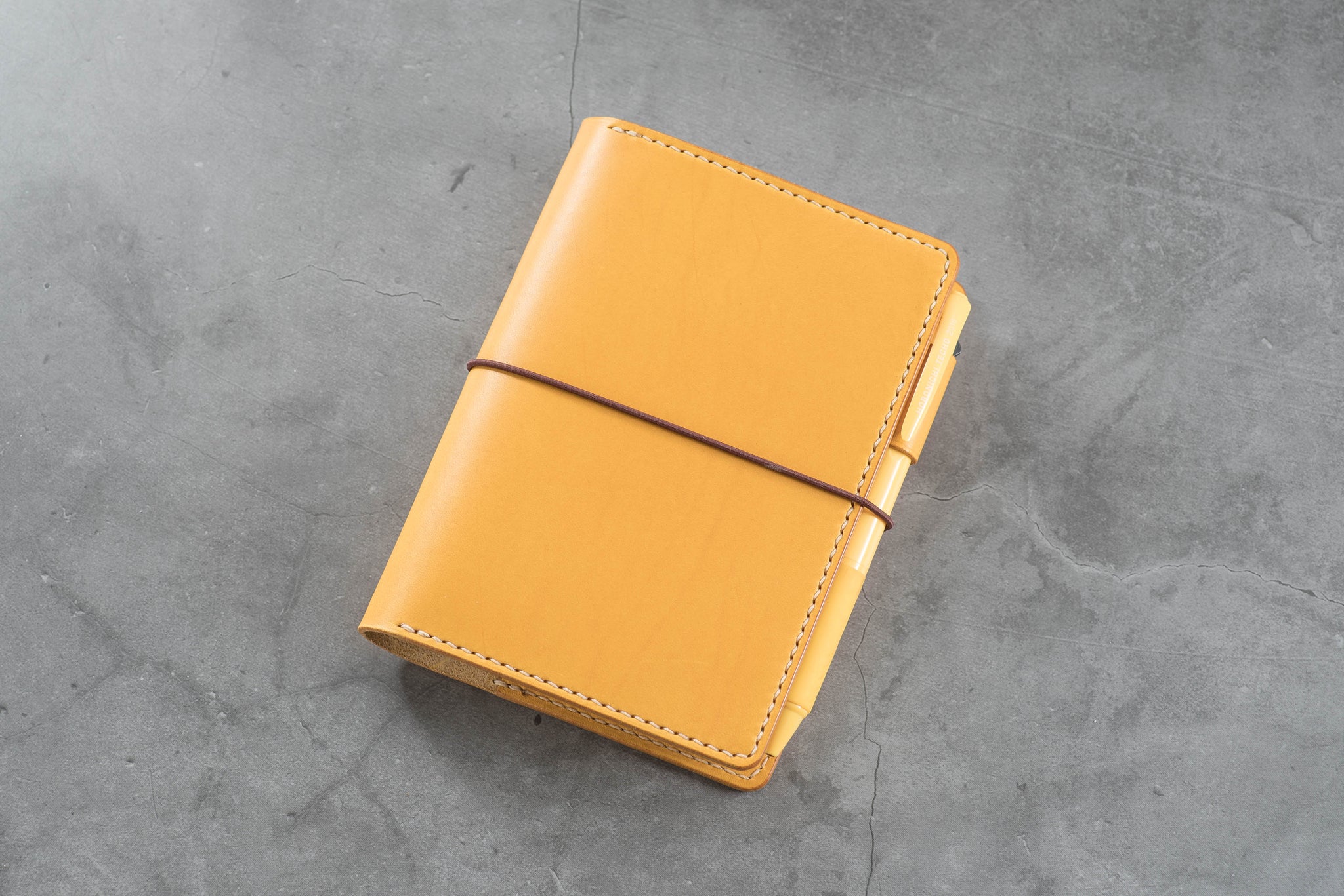 12 COLORS - A6/Hobonichi/Midori MD Mustard Yellow Buttero Leather Elastic Closure Notebook Cover