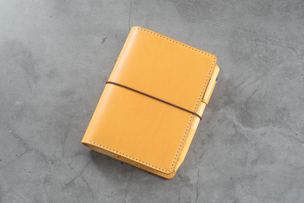 13 COLORS - A6/Hobonichi/Midori MD Mustard Yellow Buttero Leather Elastic Closure Notebook Cover
