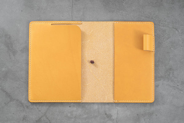 13 COLORS - A6/Hobonichi/Midori MD Mustard Yellow Buttero Leather Elastic Closure Notebook Cover