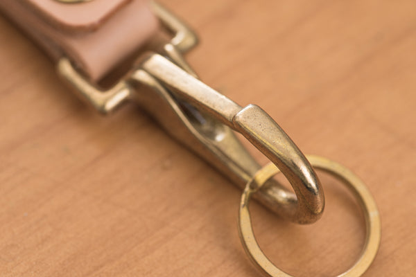 Natural Key holder / Belt Loop with Solid Brass Hardware and snap
