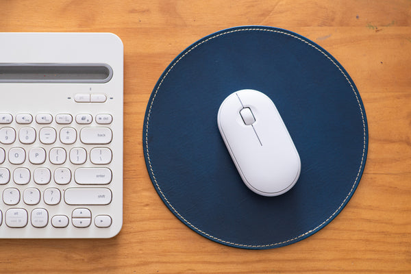 12 COLORS - Stitched Round Buttero Leather Mouse Pad - Eternal Leather Goods