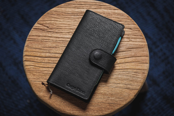 6 COULEURS - Couverture de carnet en cuir grainé avec fermeture à pression pour les semaines