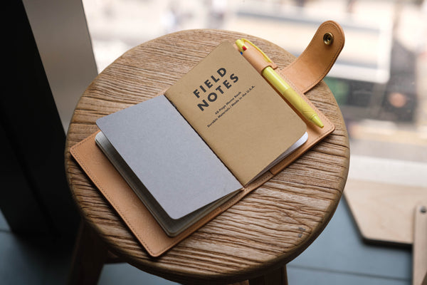 ALL SIZES - Natural Pebbled Leather Stitched Traveler's Notebook w/ Strap Closure (No inserts included)