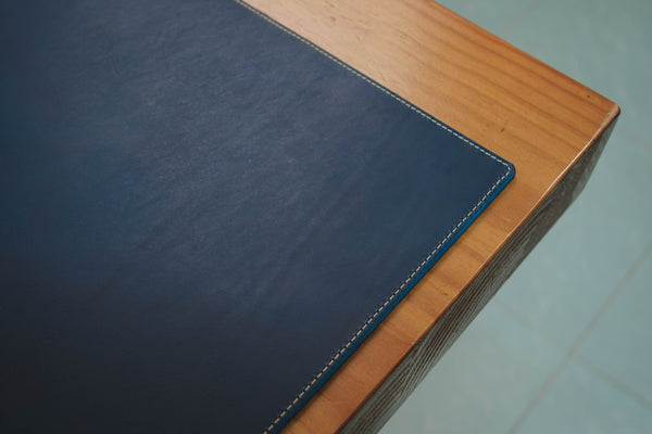 13 COLORS - Stitched Navy Blue Buttero Leather Desk / Keyboard & Mouse Pad