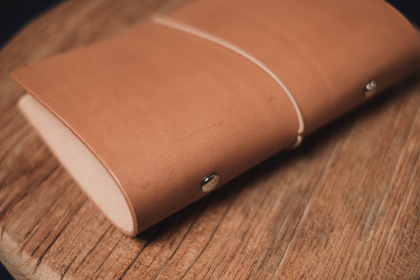 Caramel Buttero Leather Binder Cover with Elastic Closure for Filofax