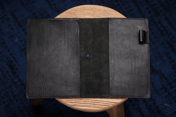 6 COULEURS - Couverture de carnet en cuir grainé avec fermeture élastique A5/Hobonichi/Midori MD