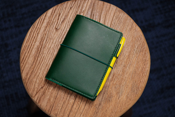 13 COLORS - A6/Hobonichi/Midori MD Mustard Yellow Buttero Leather Elastic Closure Notebook Cover