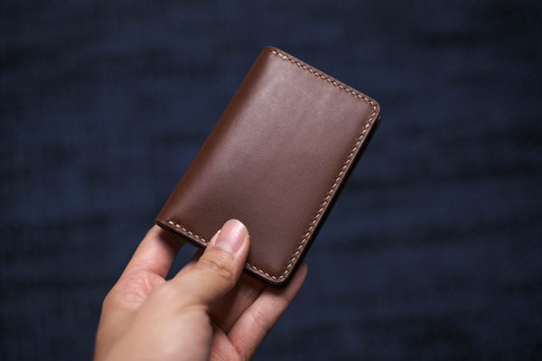 Brown Buttero Leather Vertical Card Wallet