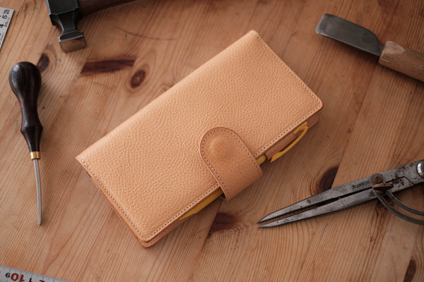 6 COLORS - Weeks Snap Closure Pebbled Leather Cover with Card Slots