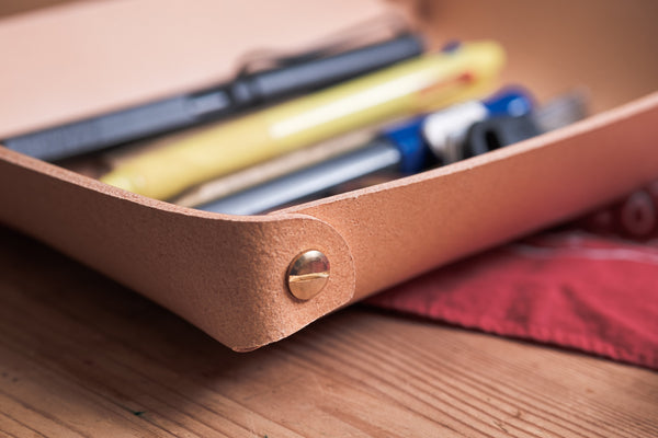 Natural Leather Rectangular Catchall Tray - Eternal Leather Goods