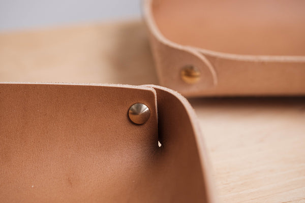 12 COLORS - Caramel Buttero Leather Rectangular Catchall Trays - Eternal Leather Goods