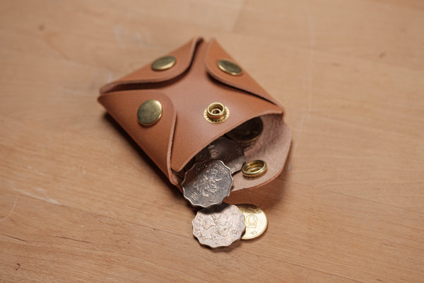 13 COLORS - Vegetable-tanned Leather Square Coin Purse, Utility Pouch - Eternal Leather Goods