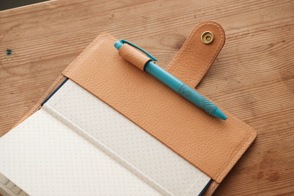 6 COLORS - Hobonichi Weeks Natural Snap Closure Pebbled Leather Notebook Cover - Eternal Leather Goods