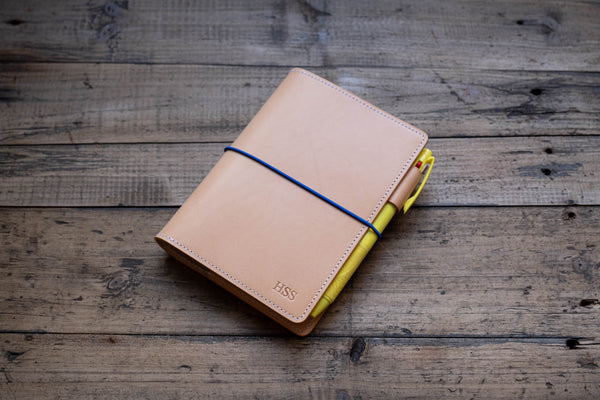 Couverture de carnet à fermeture élastique naturelle A6/Hobonichi/Midori MD