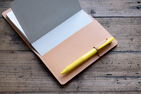 Couverture de carnet à fermeture élastique naturelle A6/Hobonichi/Midori MD
