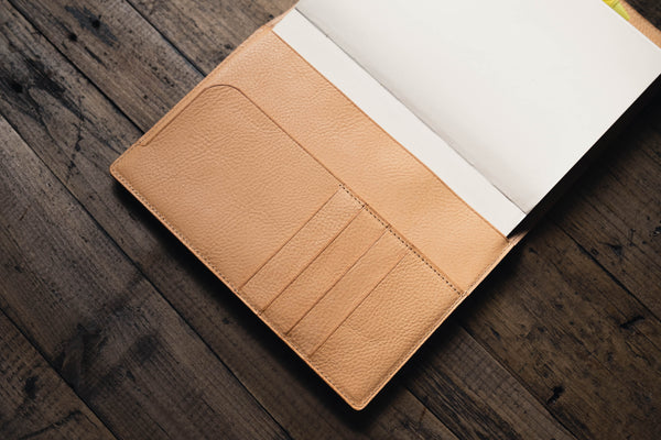 6 COULEURS - Couverture de carnet A5/Hobonichi/Midori MD en cuir grainé naturel avec fermeture à pression et emplacements pour cartes
