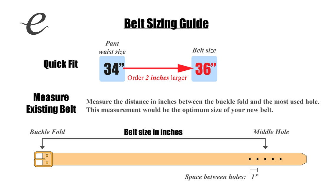 belt sizing guide for eternal leather goods belt