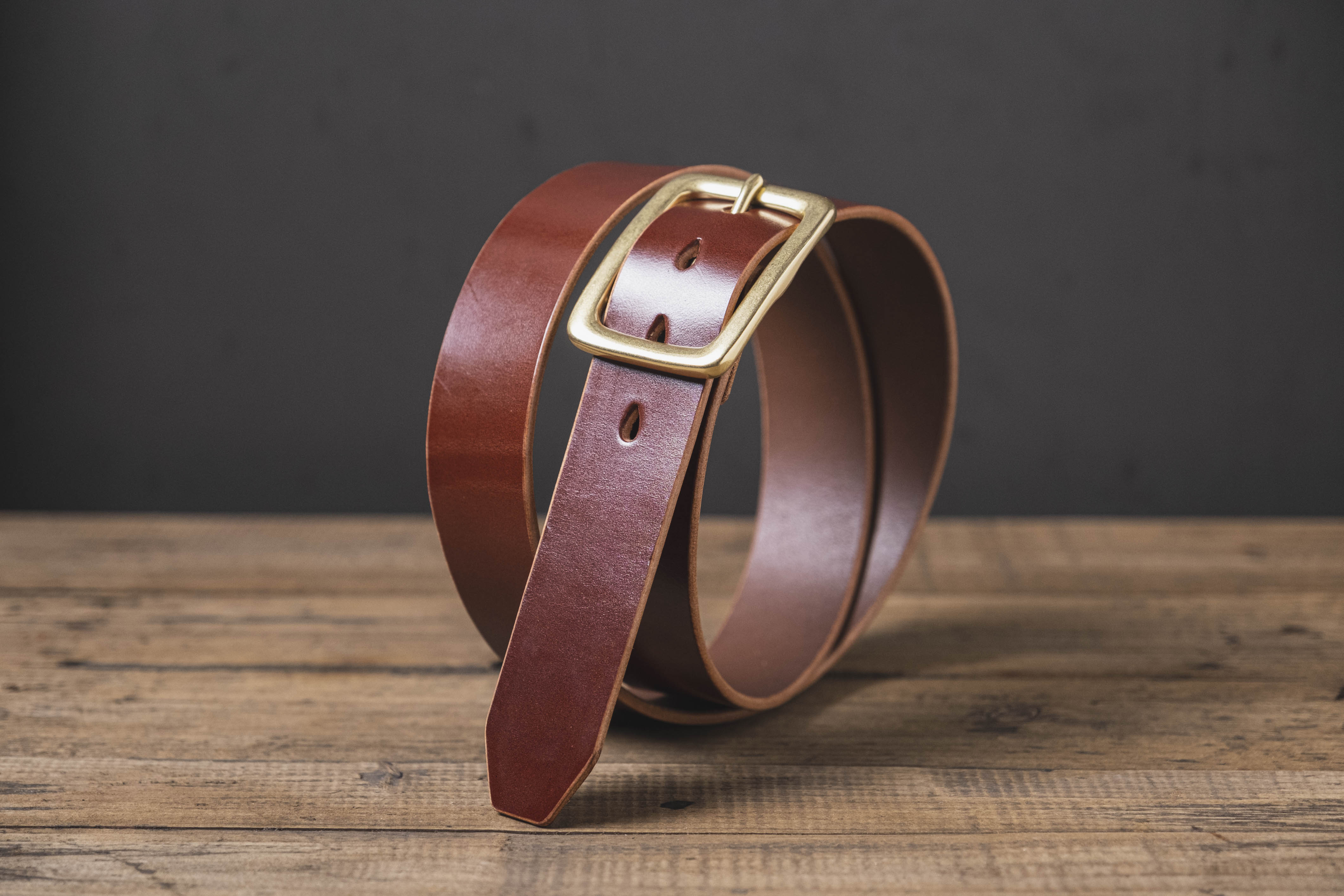 Brown English Bridle Leather Garrison Belt (1.5 inch, 38 mm wide