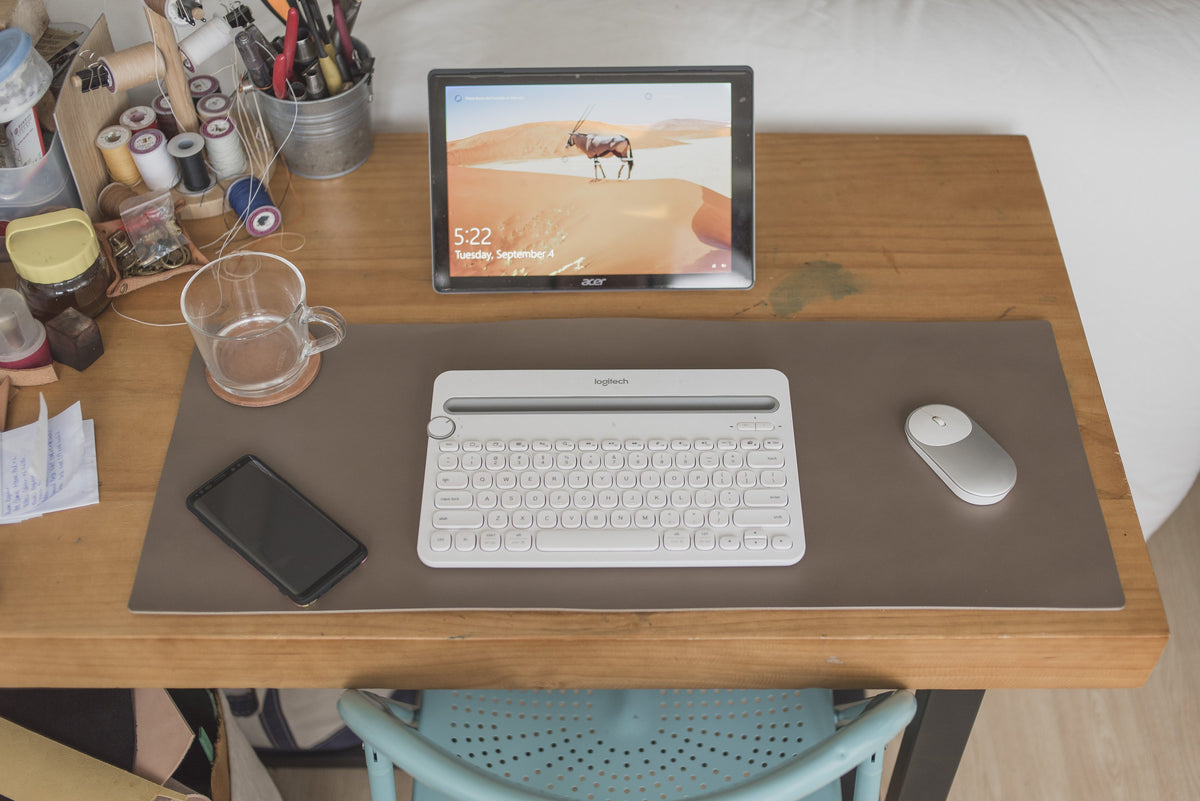 12 COLORS - Navy Blue Buttero Leather Desk / Keyboard & Mouse Pad – Eternal  Leather Goods