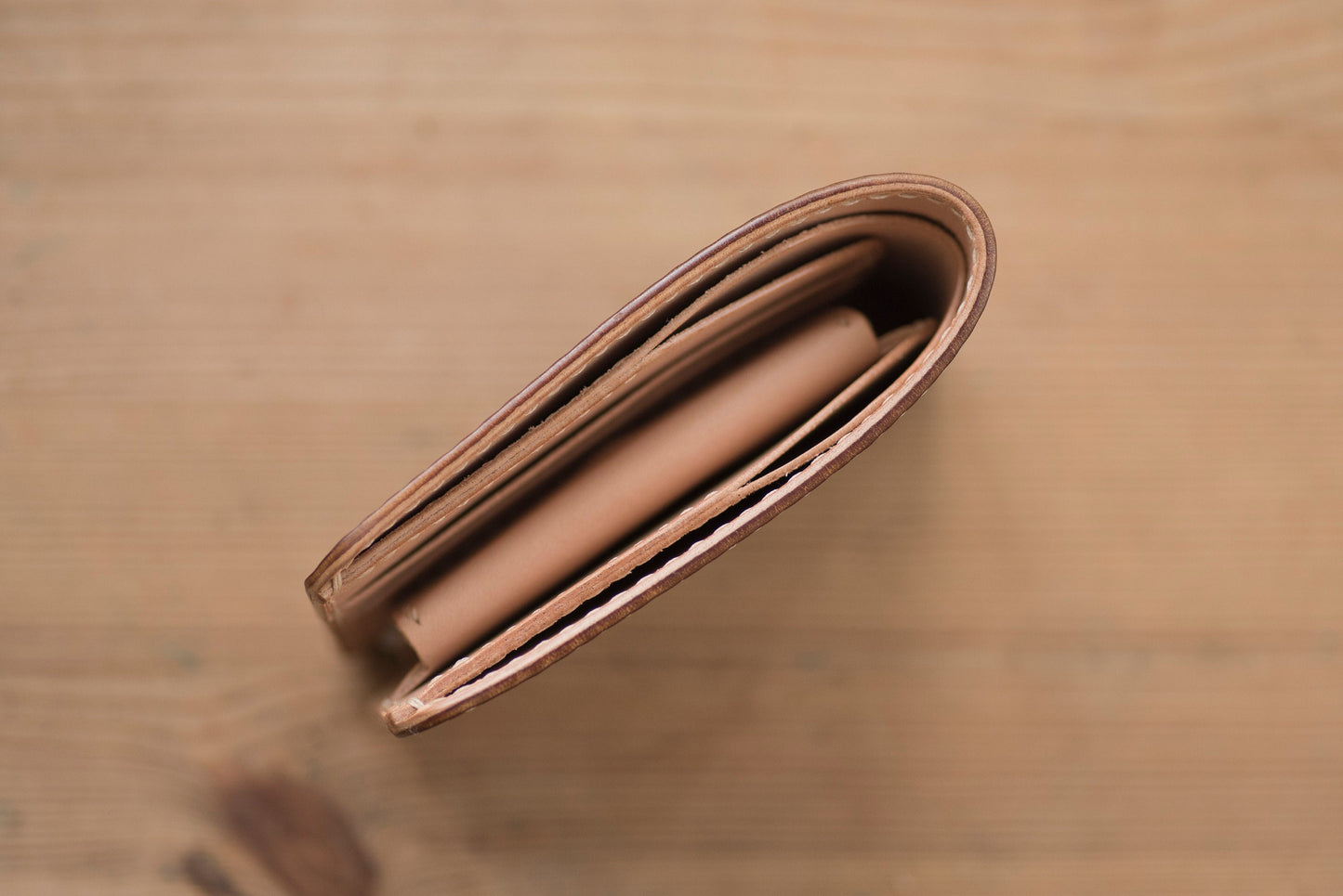 2-Slot, Coin Pocket Shell Cordovan & Natural Two-tone Billfold Wallet