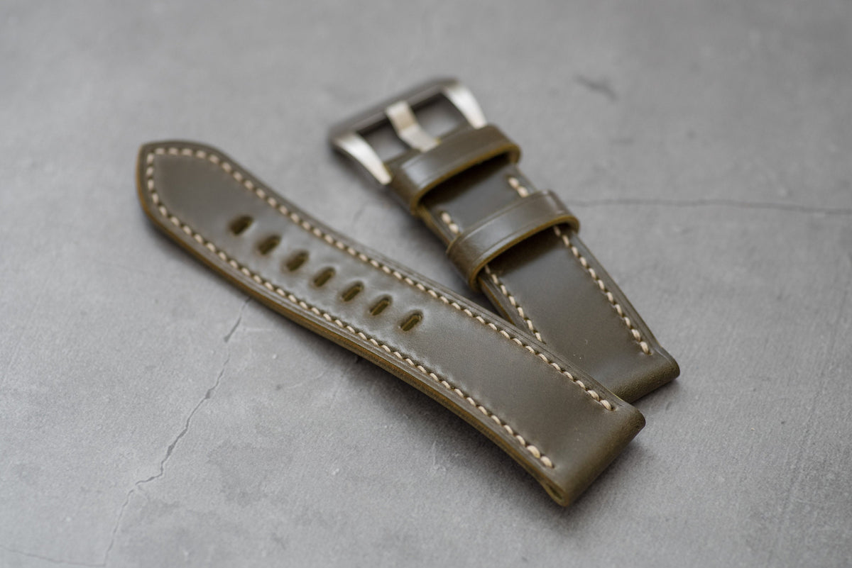 Olive Green Shell Cordovan Leather Standard Tapered Strap for