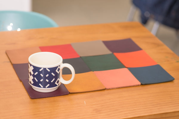 12 COLORS- Buttero Leather Square Coaster Set (Plain) - Eternal Leather Goods