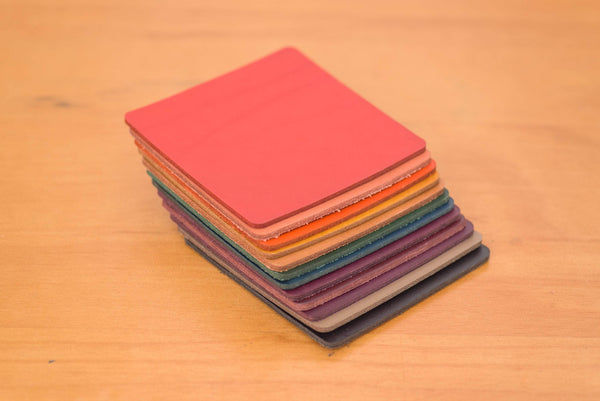 12 COLORS- Buttero Leather Square Coaster Set (Plain) - Eternal Leather Goods