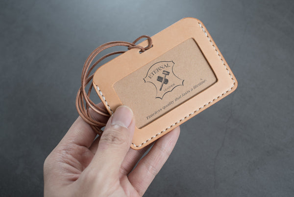 Natural Vegetable-tanned Leather ID Card Holder (Long)